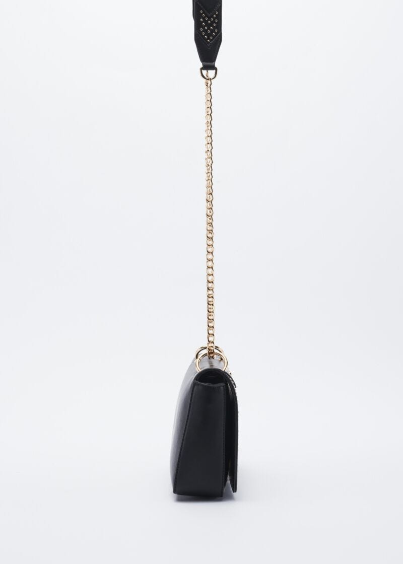 Faux leather crossbody bag with embellishment