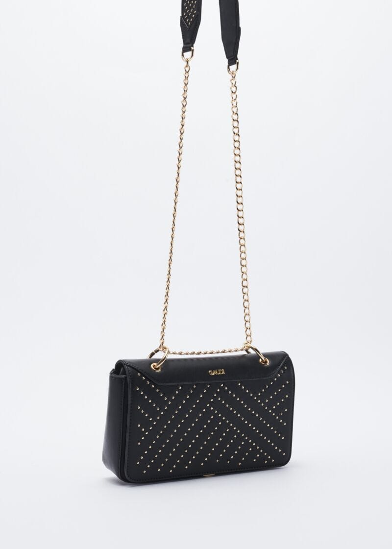 Faux leather crossbody bag with embellishment