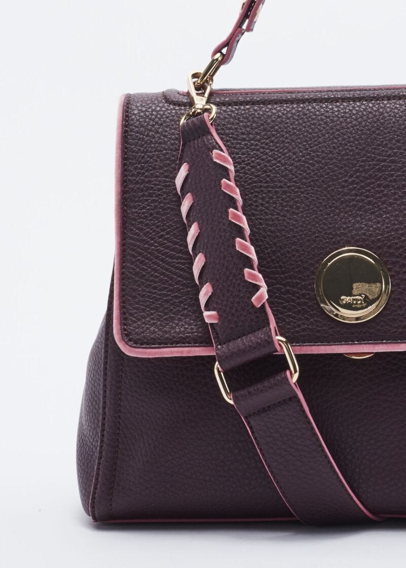 Faux leather bag with embellishment