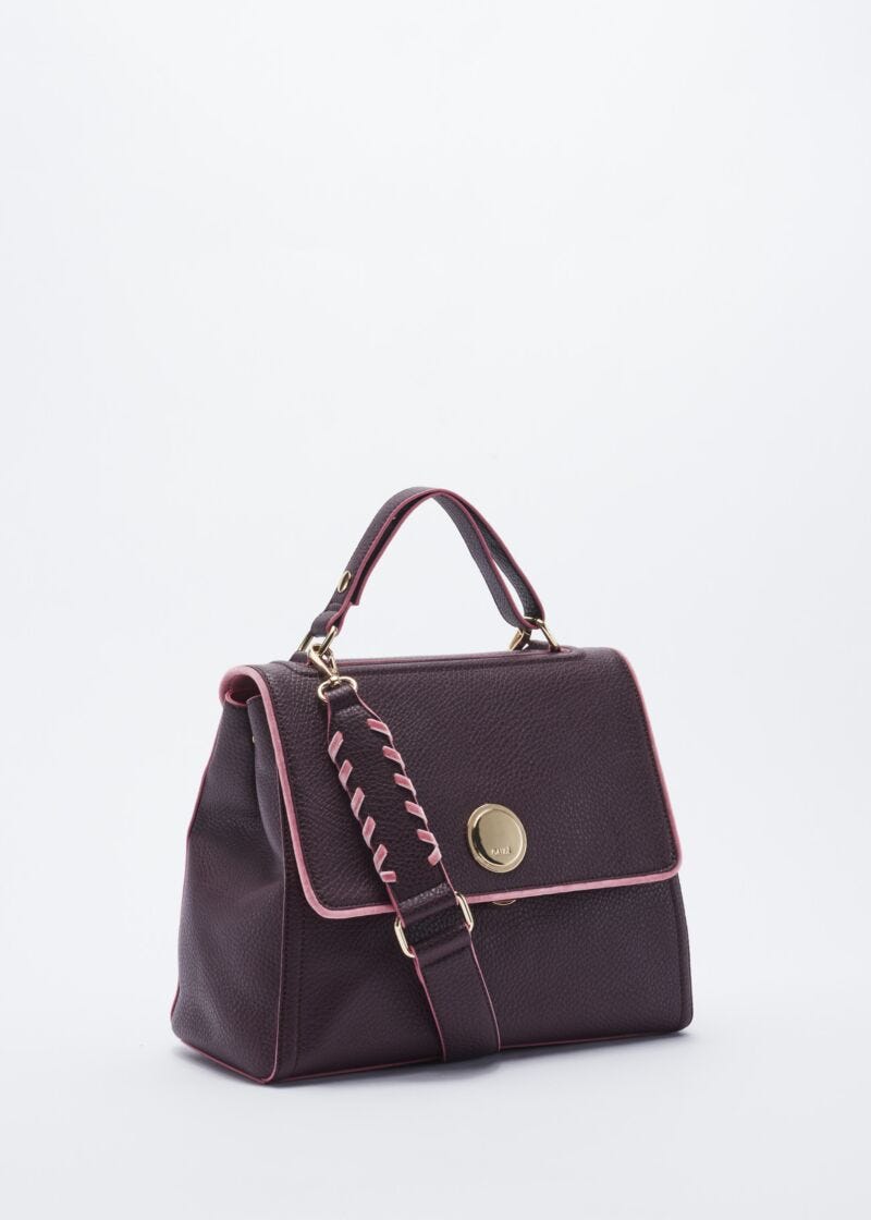 Faux leather bag with embellishment