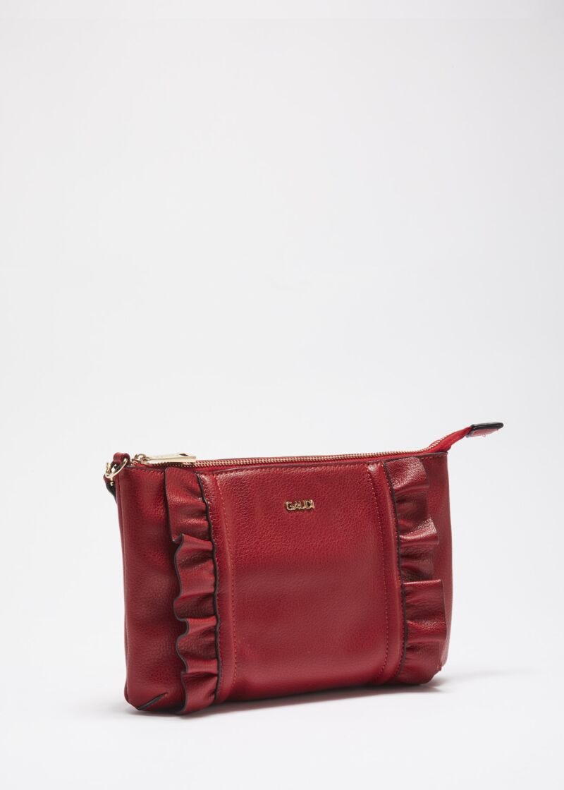 Clutch with ruffle embellishment