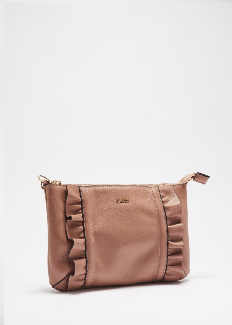 Clutch with ruffle embellishment
