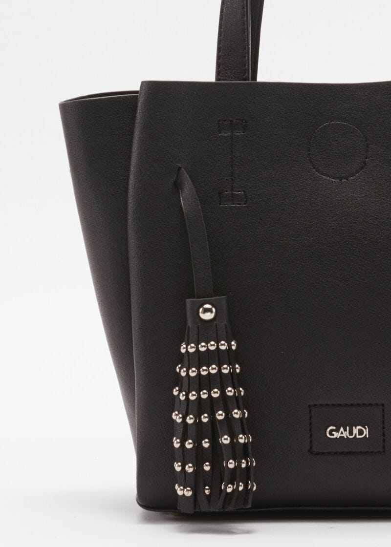 Bag with studded hanging tassels