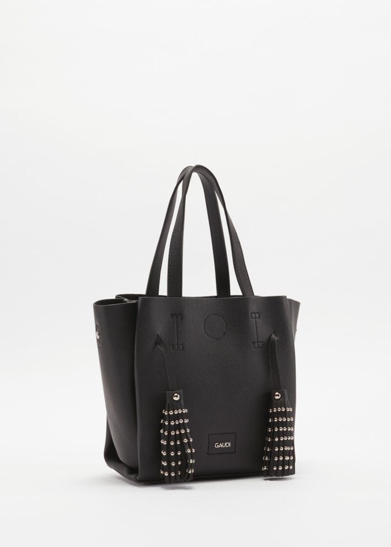 Bag with studded hanging tassels