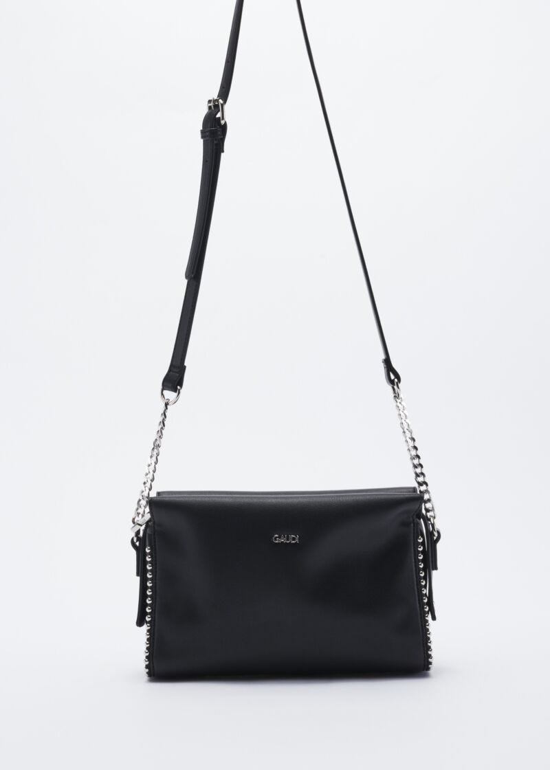 Faux leather crossbody bag with stud embellishment