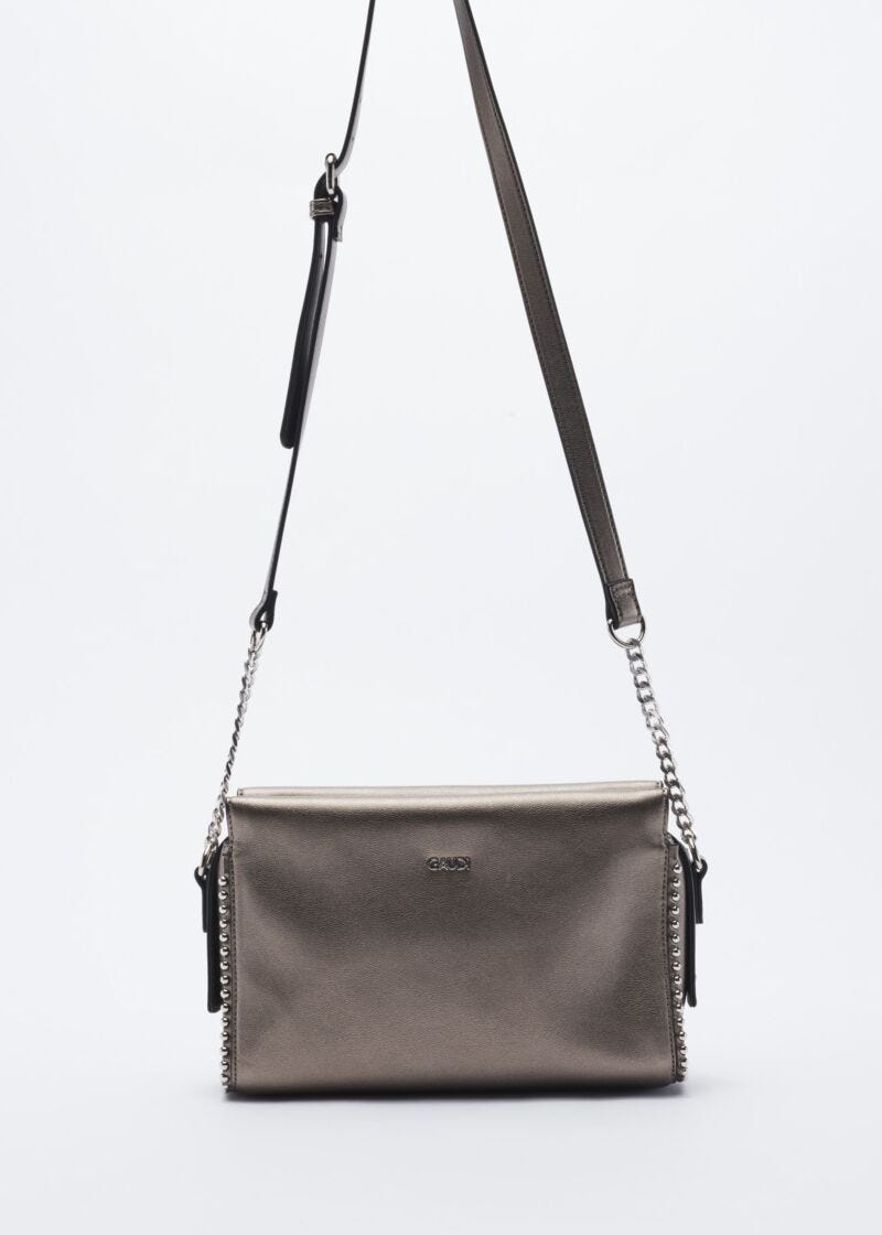 Faux leather crossbody bag with stud embellishment