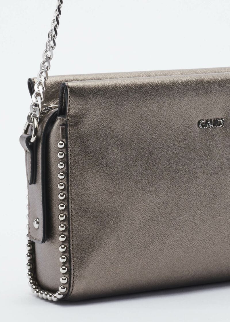 Faux leather crossbody bag with stud embellishment