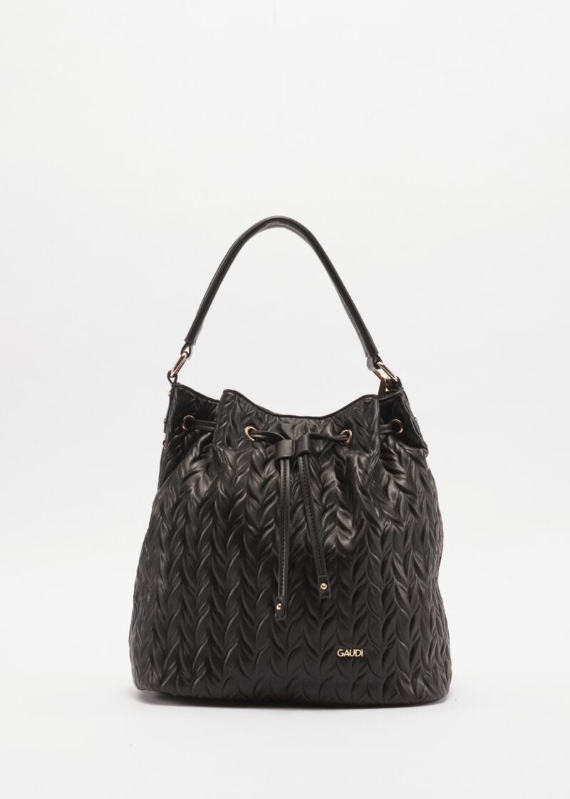 Bucket bag in quilted faux leather