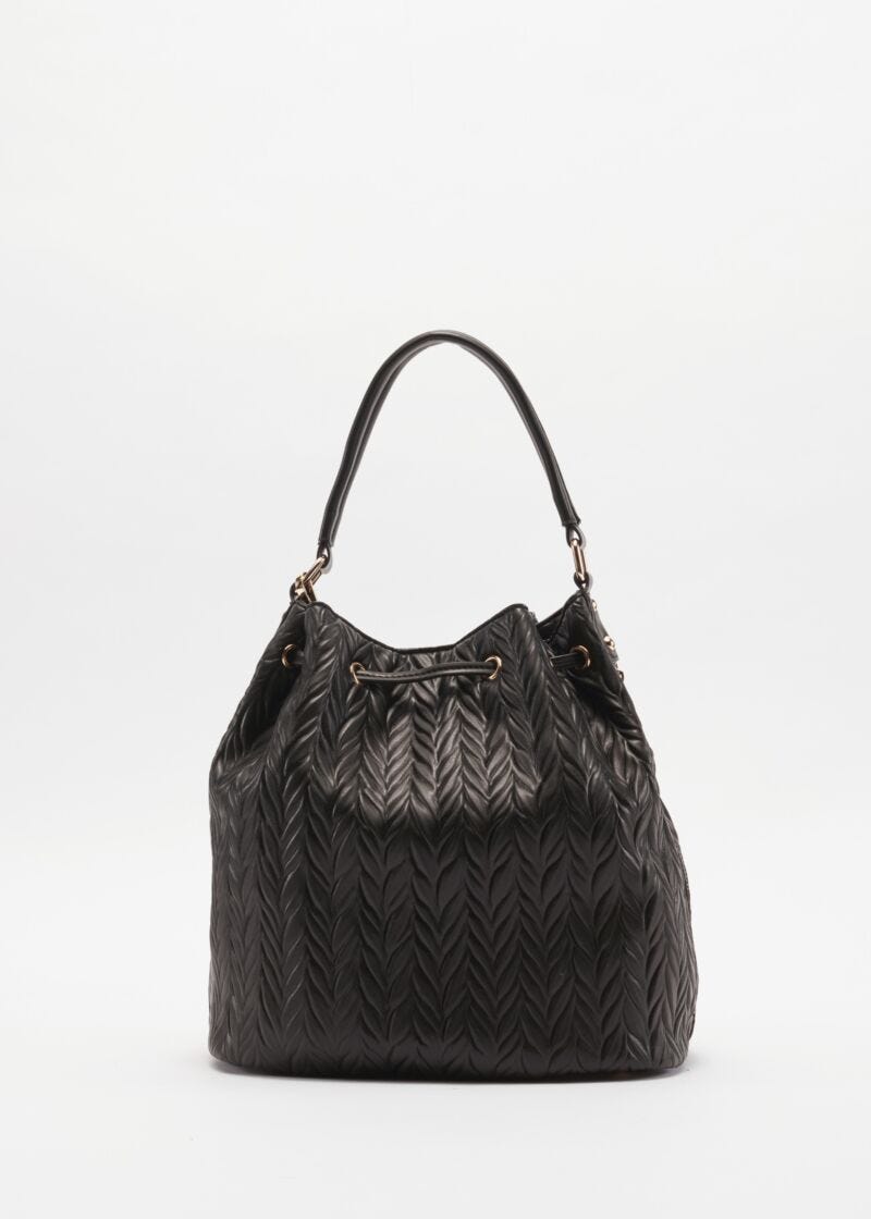 Bucket bag in quilted faux leather