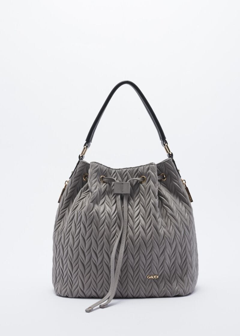 Bucket bag in quilted faux leather