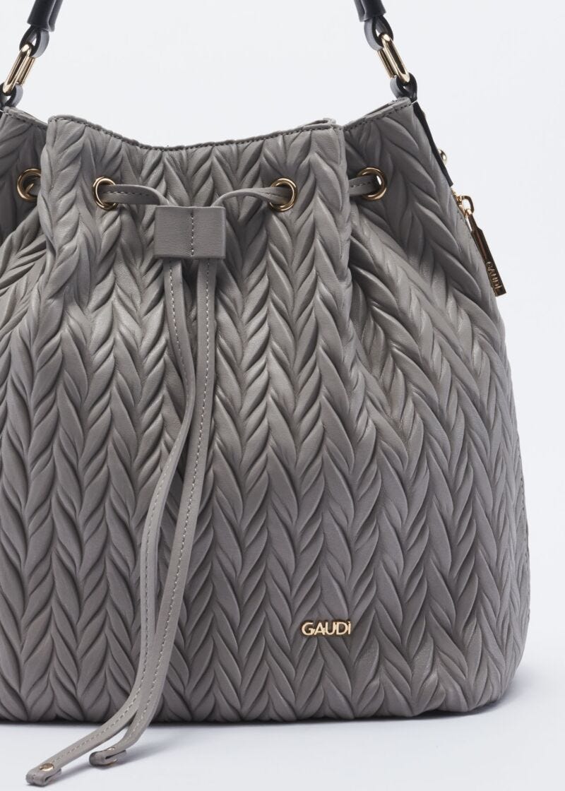 Bucket bag in quilted faux leather