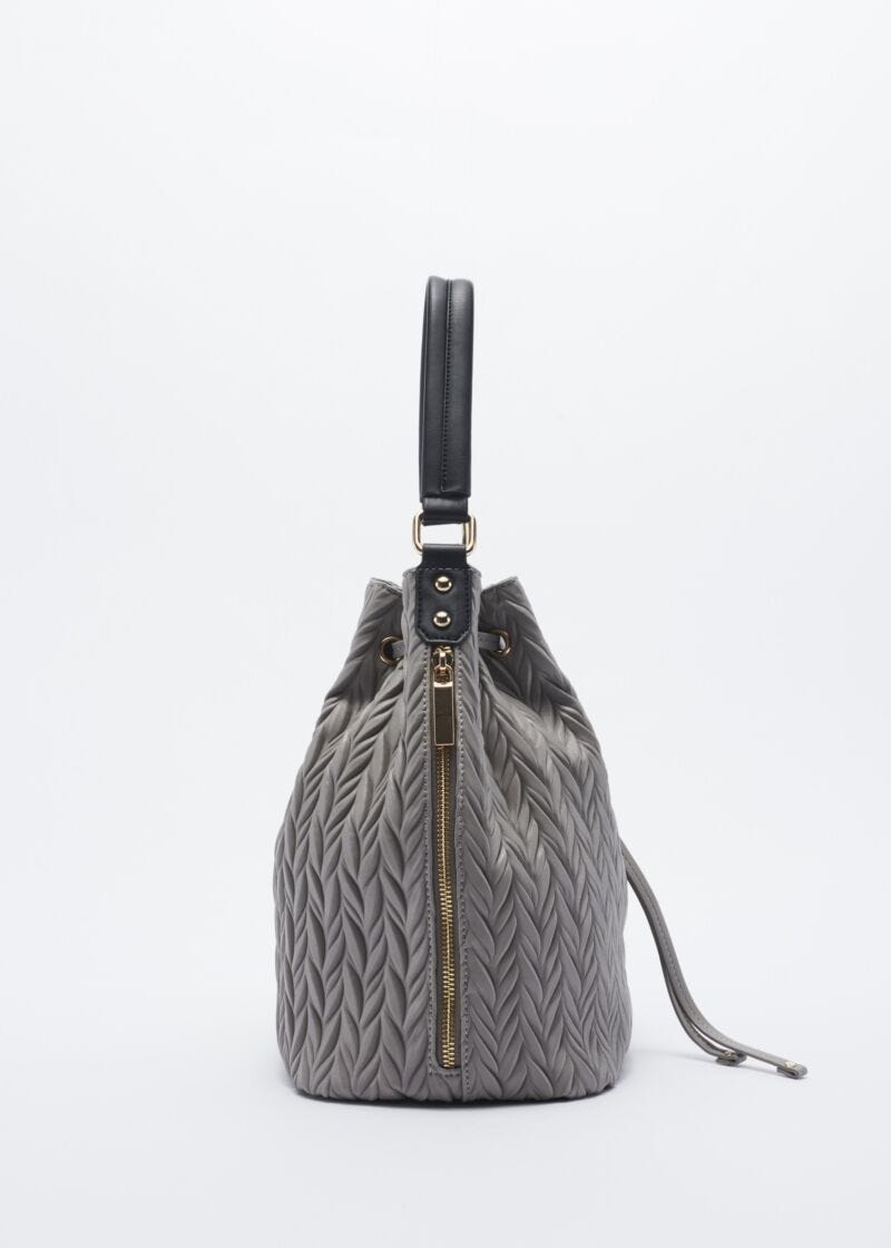 Bucket bag in quilted faux leather