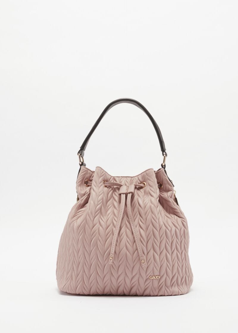 Bucket bag in quilted faux leather