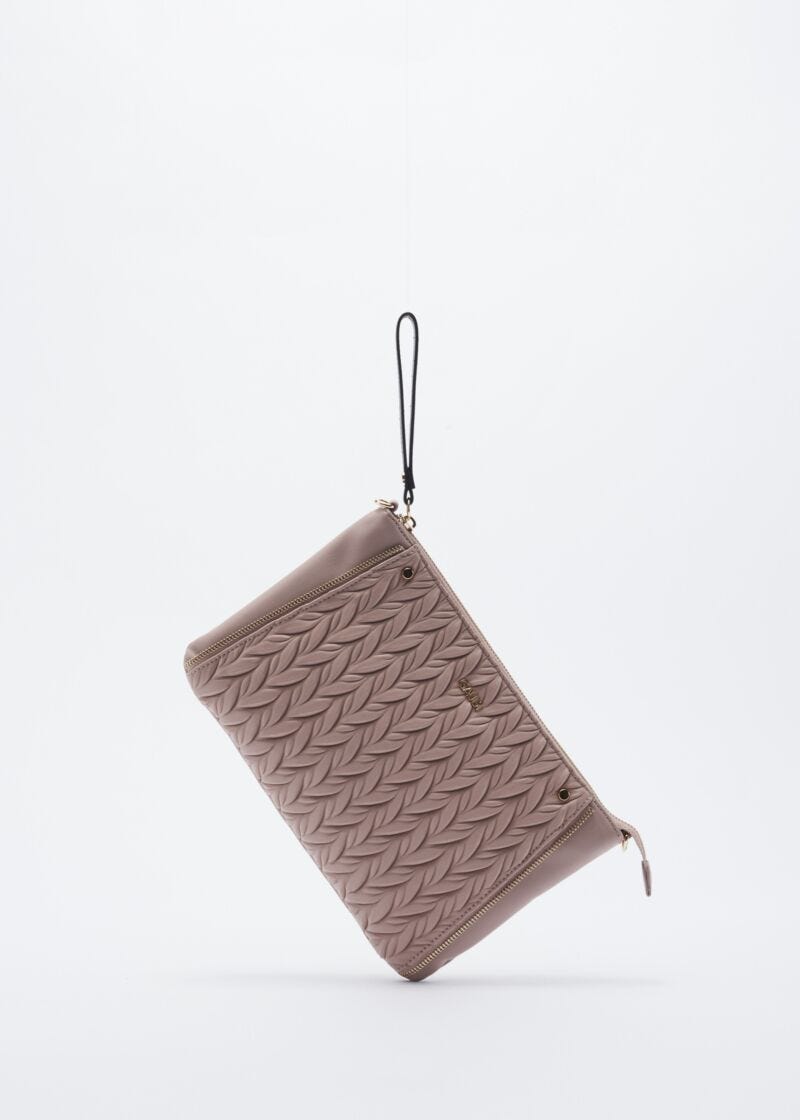 Clutch bag in quilted faux leather