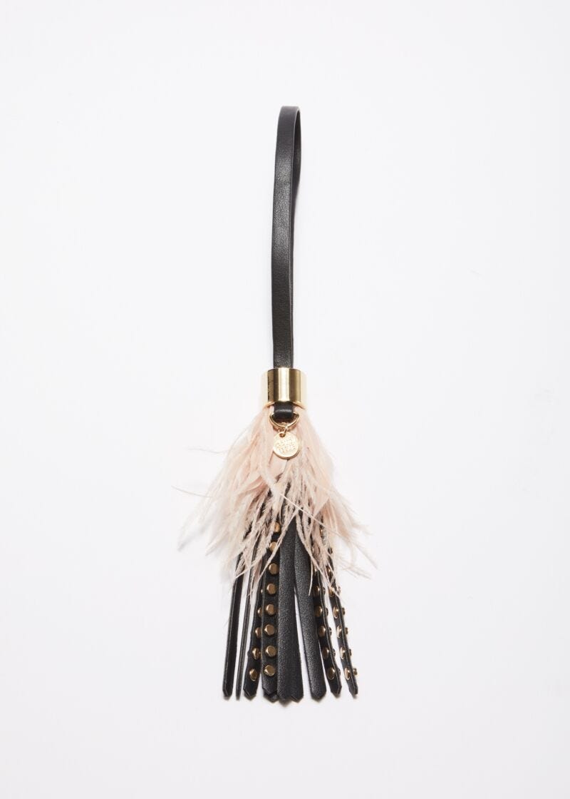 Keyring with studs and feathers