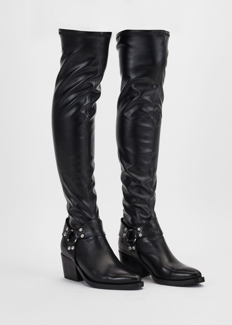 Leather thigh boots