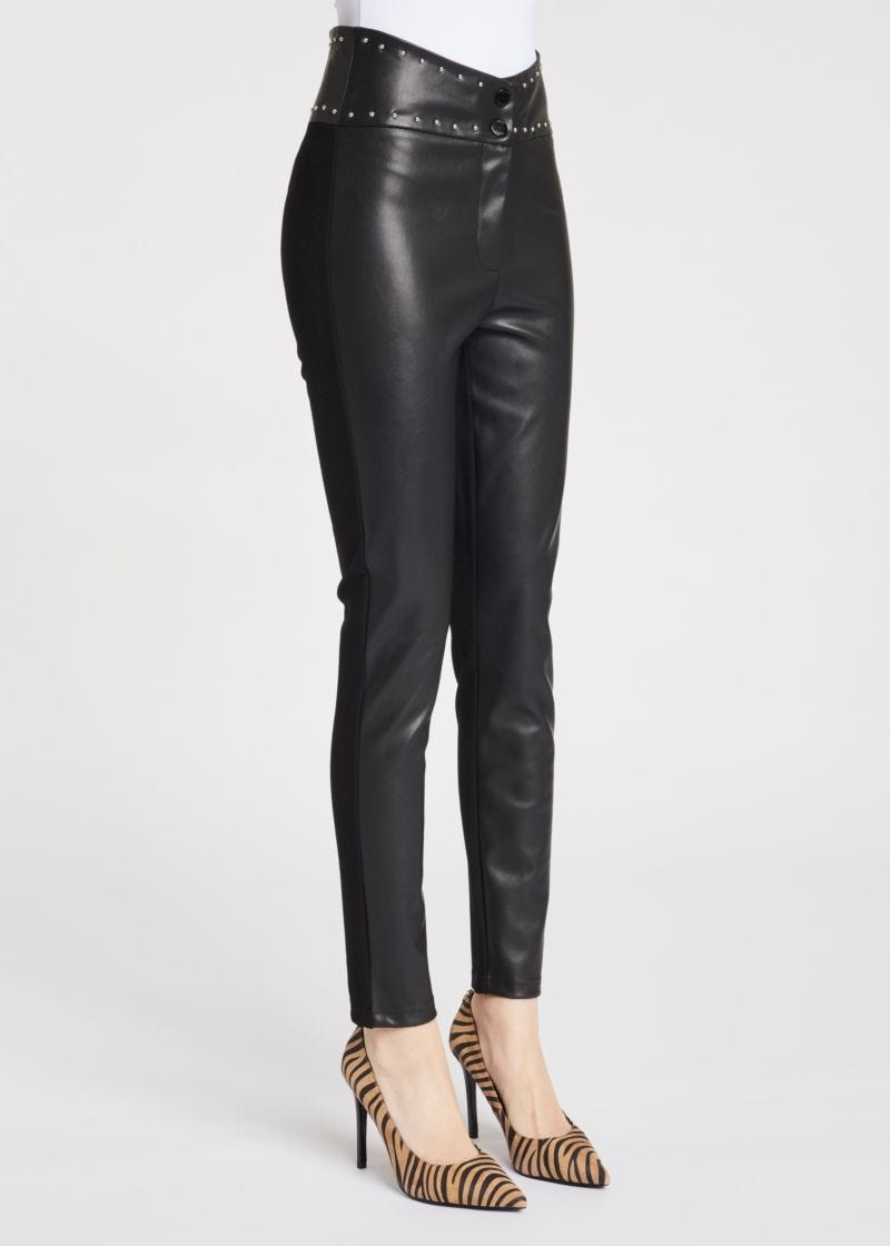 Slim-fit faux leather trousers