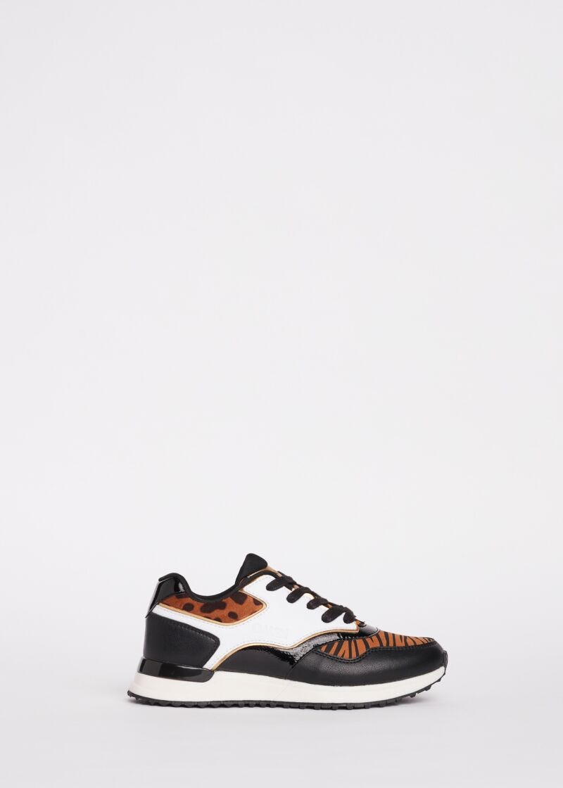 Animal print microfibre trainers