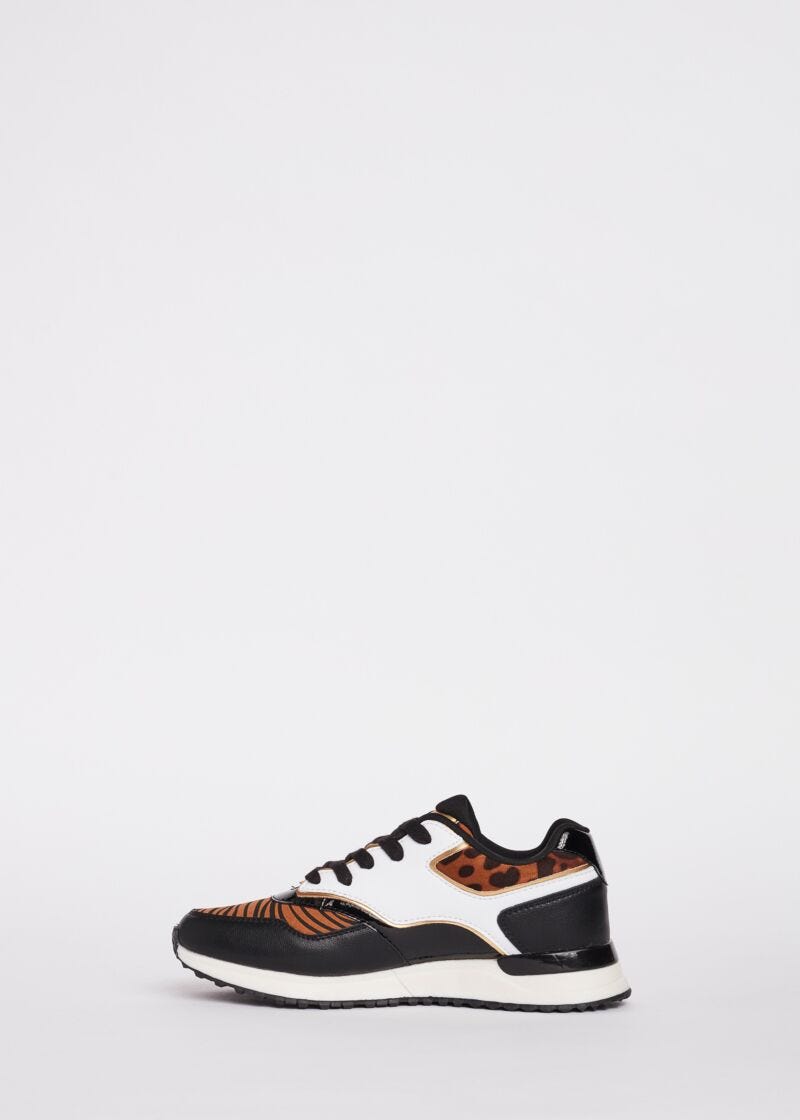 Animal print microfibre trainers