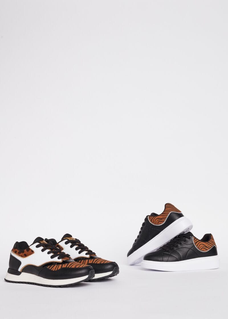 Baskets en microfibres motif animalier