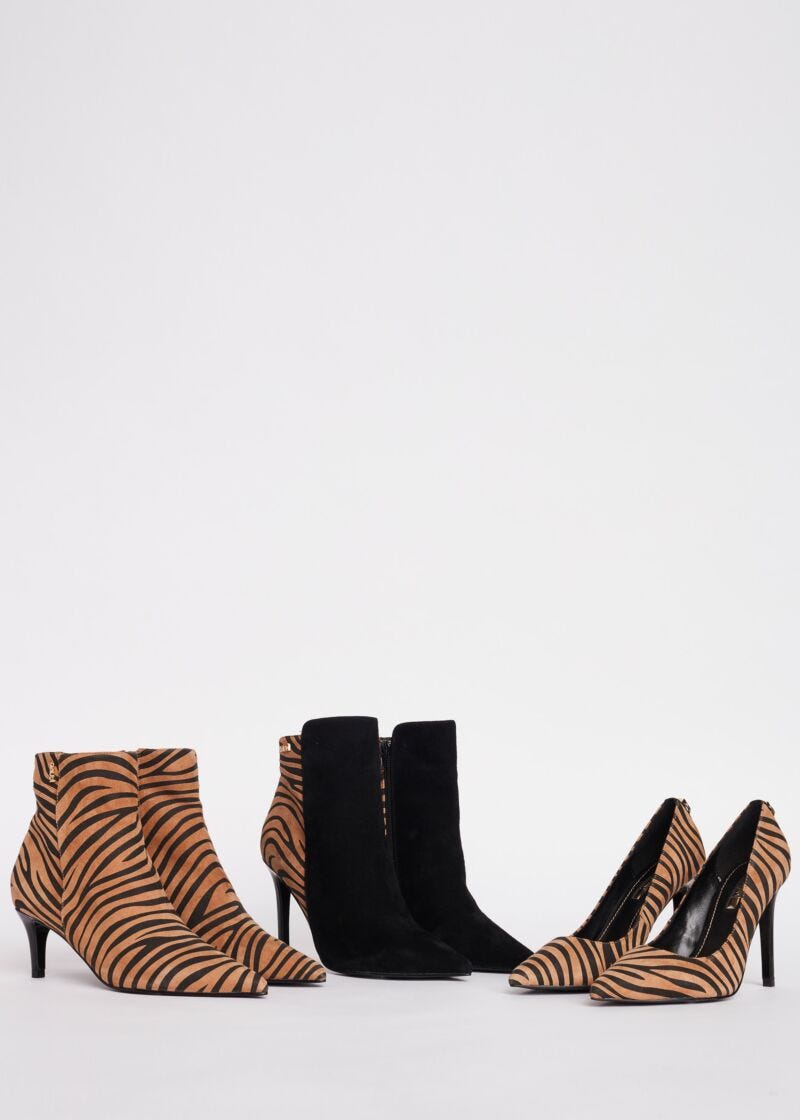 Zebra print leather low boots