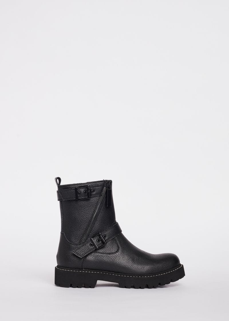 Tumbled leather low boots