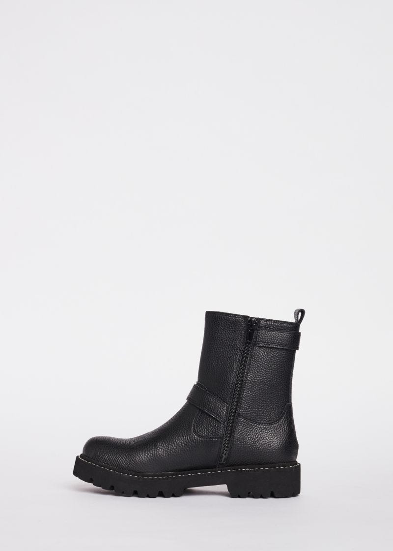 Tumbled leather low boots