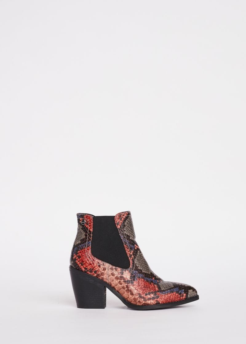 Snake print low boots