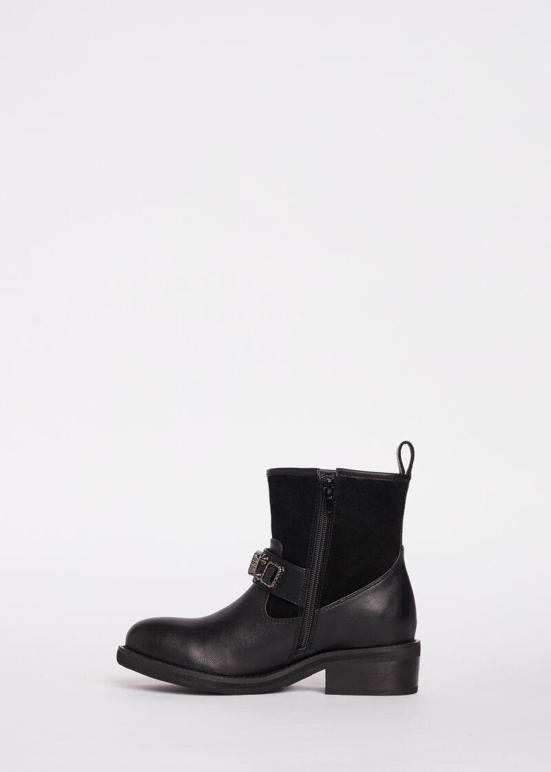 Bottines de motard en cuir 