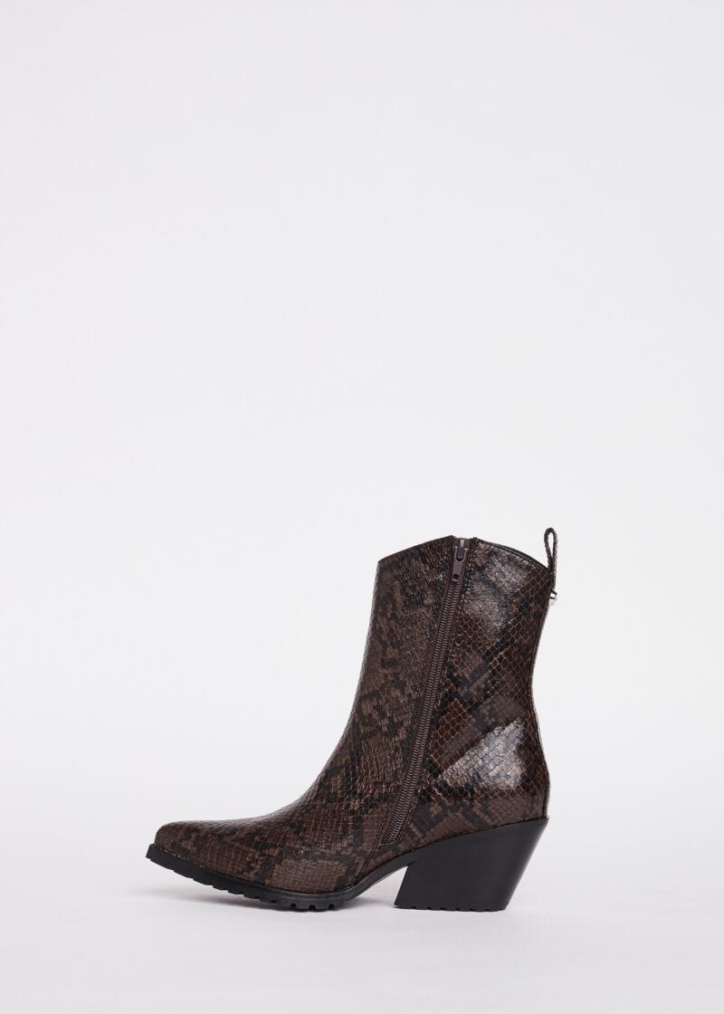 Snake print camperos boots