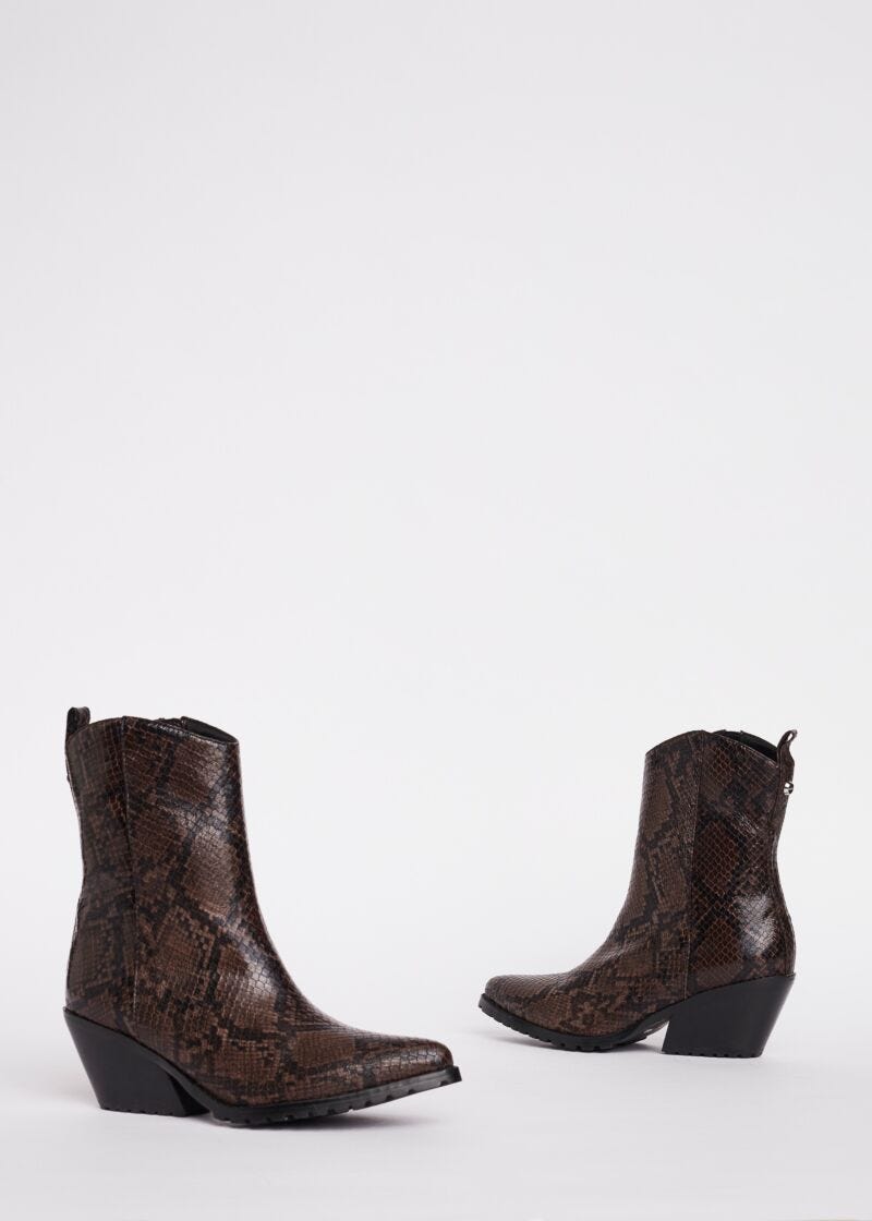 Snake print camperos boots