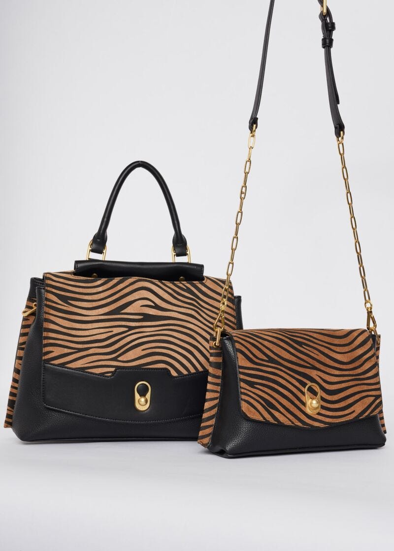 Bag with animal print inserts