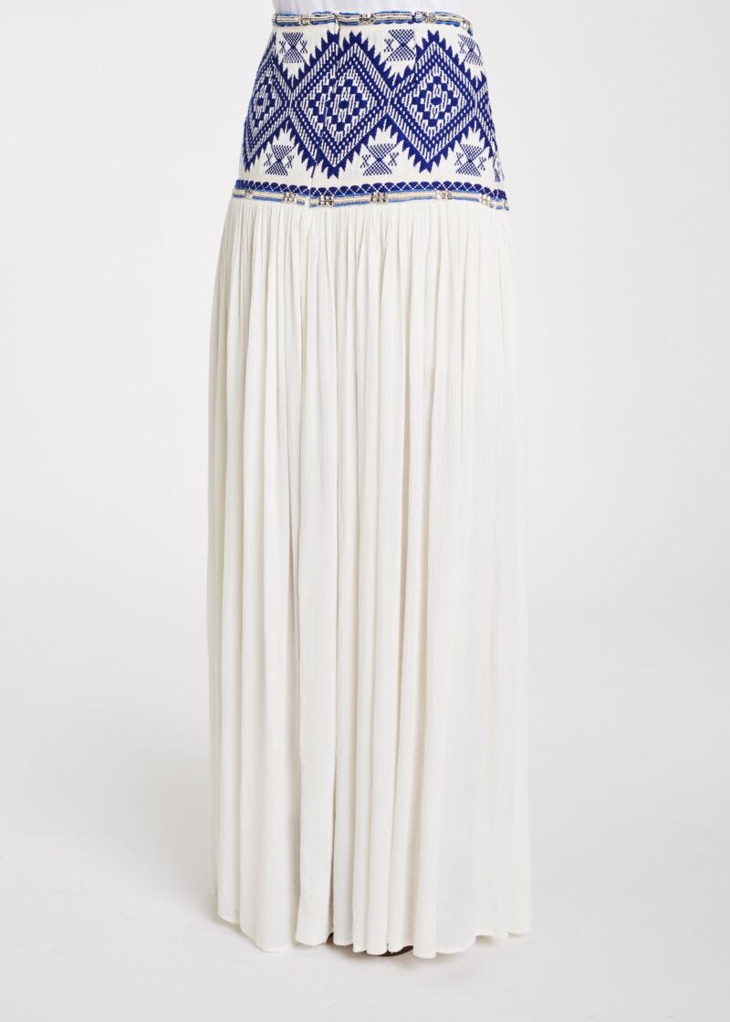 Long skirt with ethnic embroidery