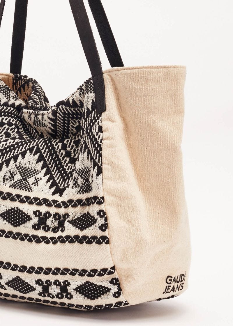 Embroidered cotton shopping bag