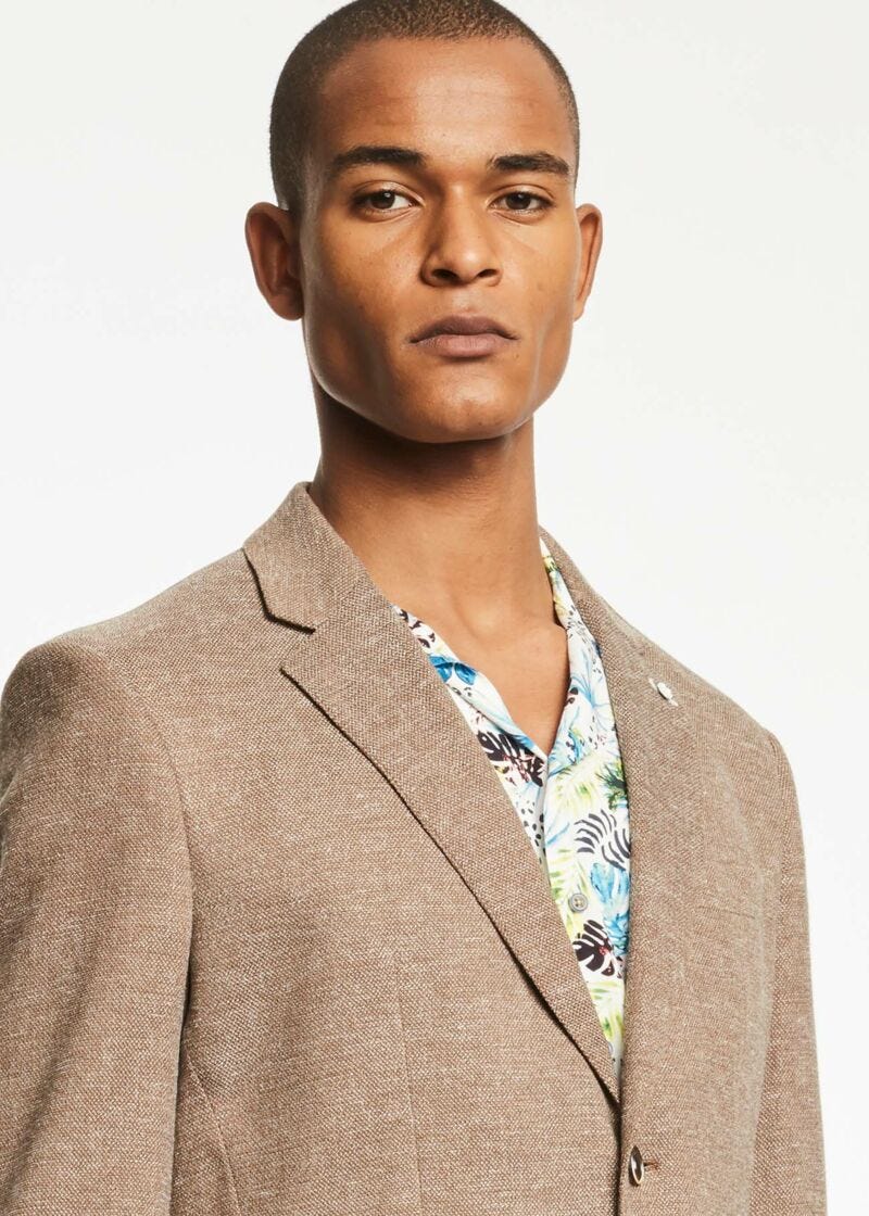 Stretch linen blend blazer 