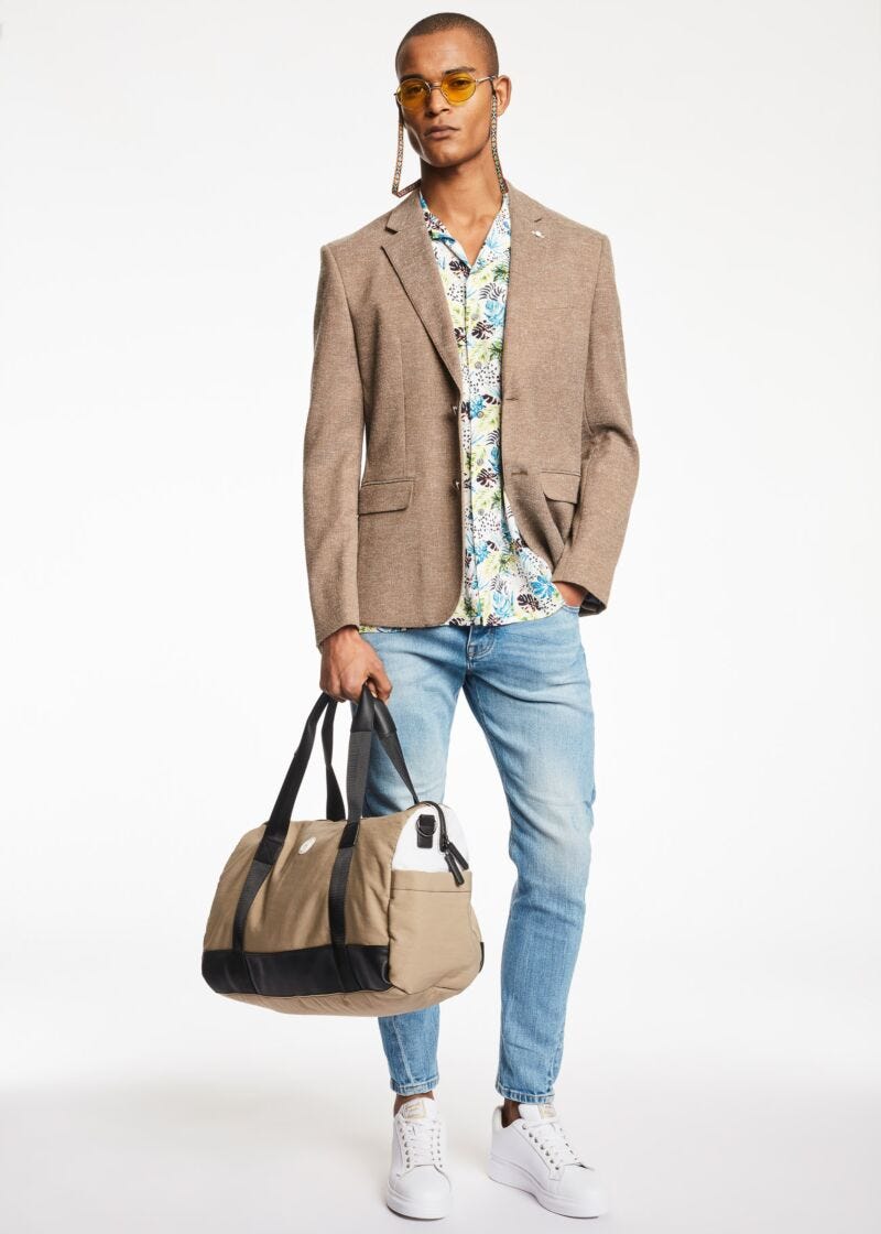 Stretch linen blend blazer 