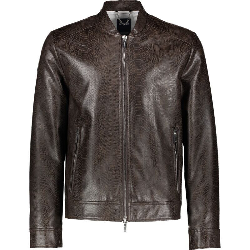 Faux leather bomber jacket. 