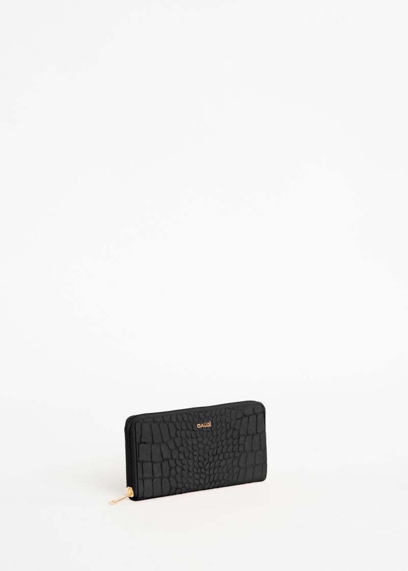 Portefeuille avec imprimé croco 