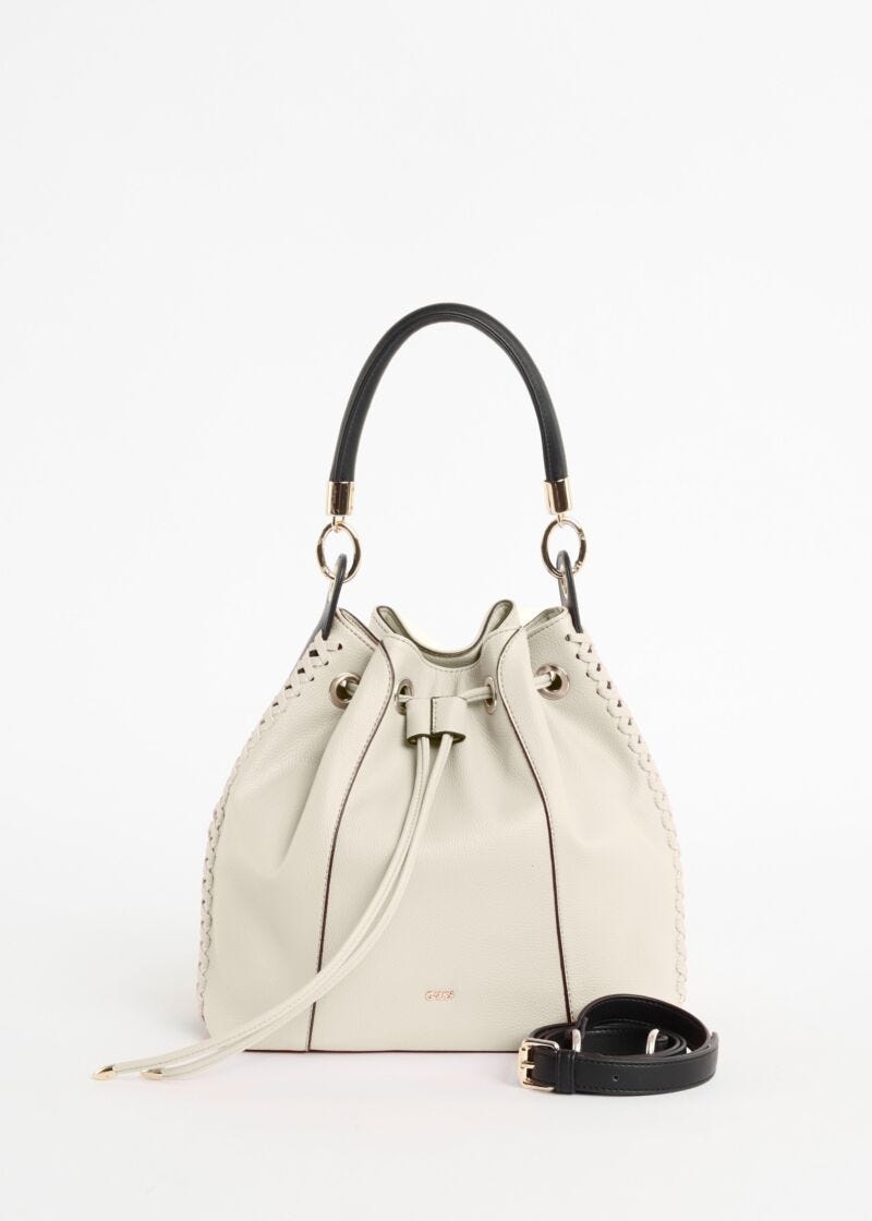 Bucket bag with woven details 