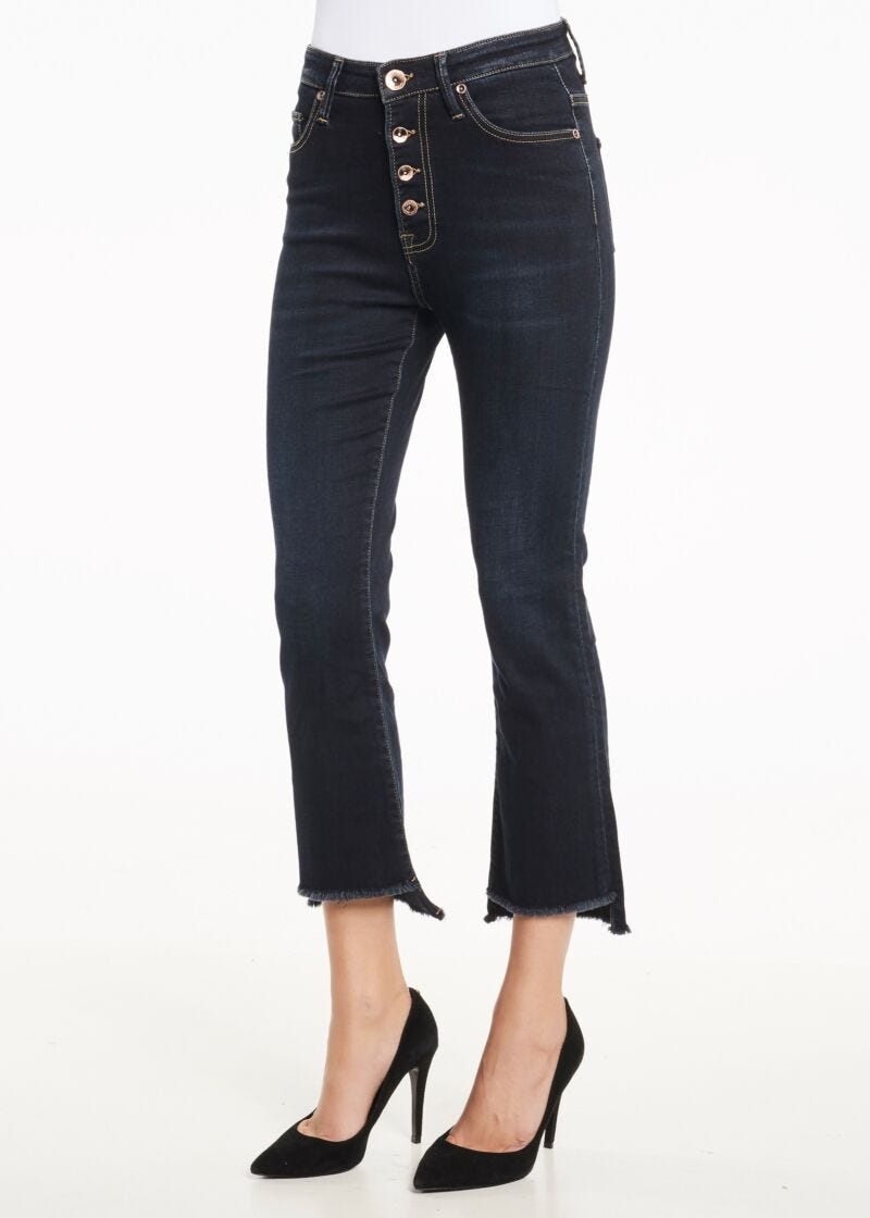 Jean droit cropped indigo foncé