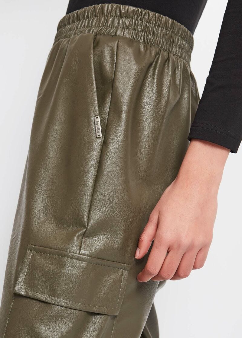 Faux leather cargo trousers