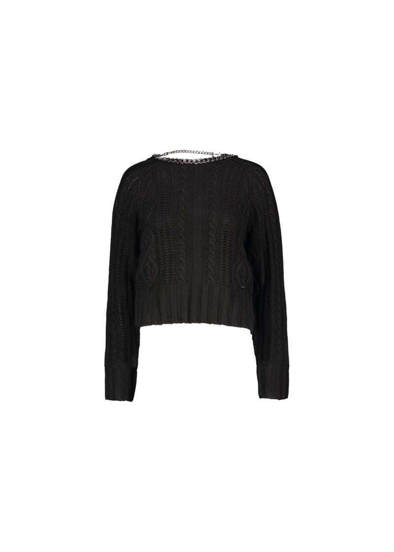 Cable-knit jumper Black