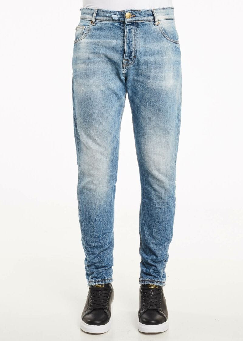 Tapered cotton jeans