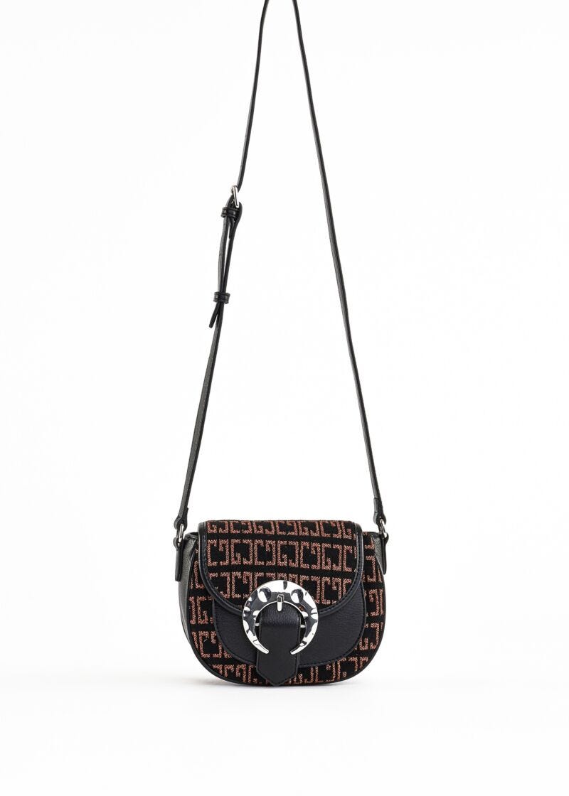 Crossbody bag in faux leather and lurex fabric