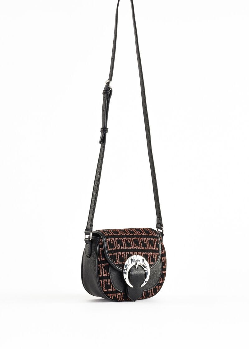 Crossbody bag in faux leather and lurex fabric