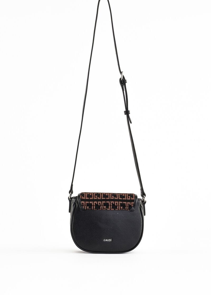 Crossbody bag in faux leather and lurex fabric