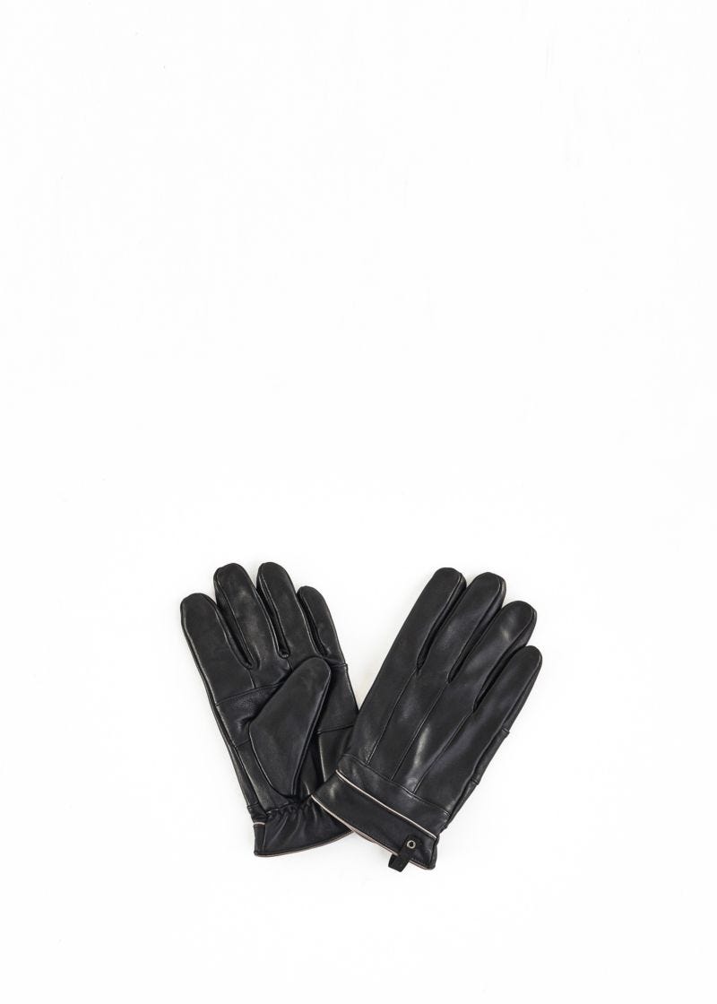 Leather gloves with piping