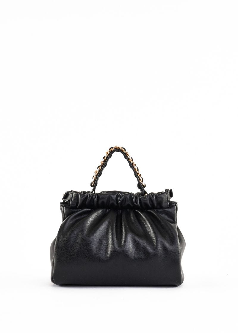 Pleated faux leather bag