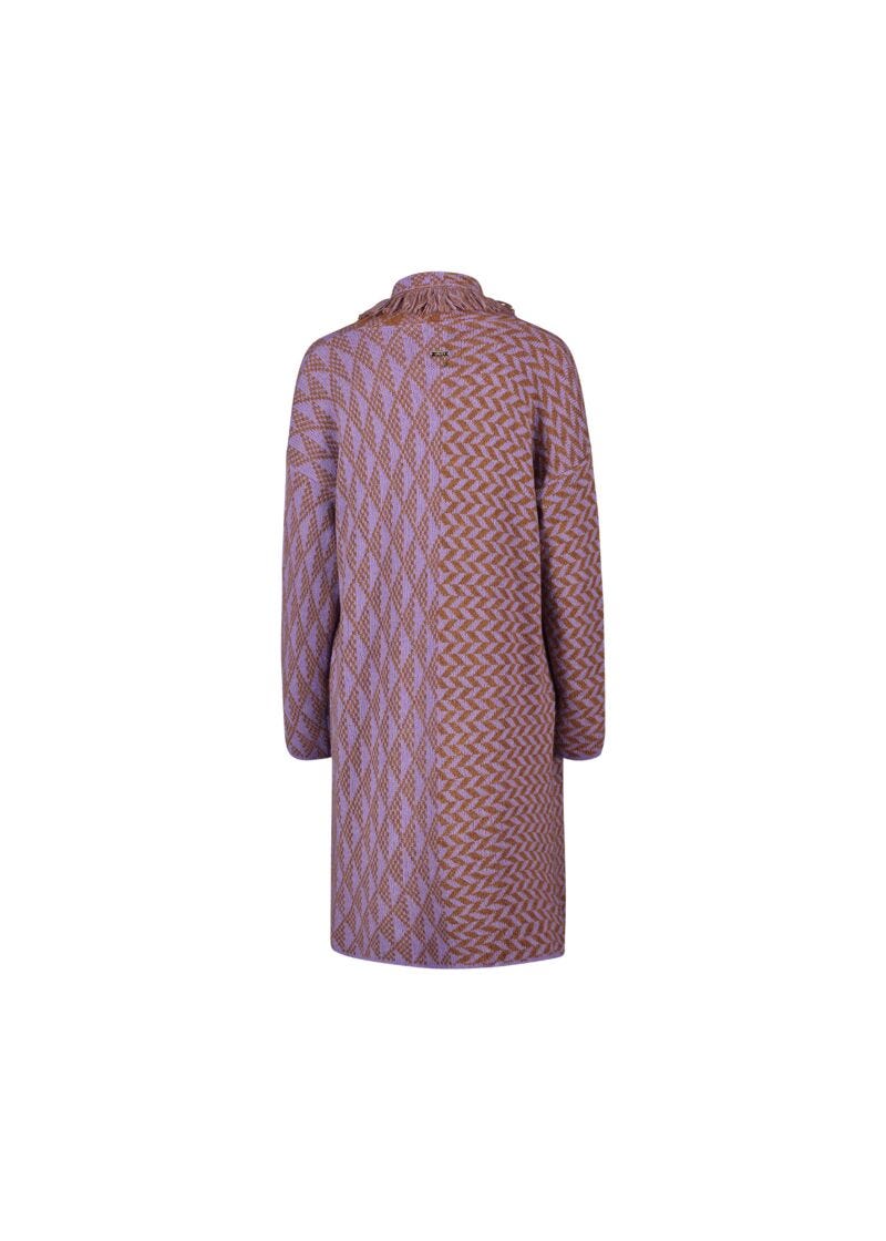 Cardigan jacquard con frange