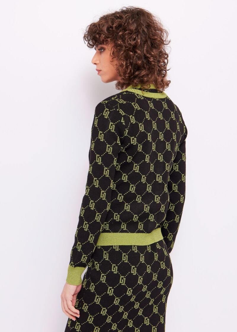 Cardigan con logo jacquard